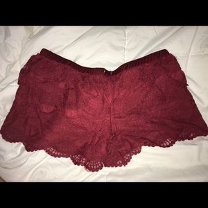 Dark Red Flowy Ruffled Shorts